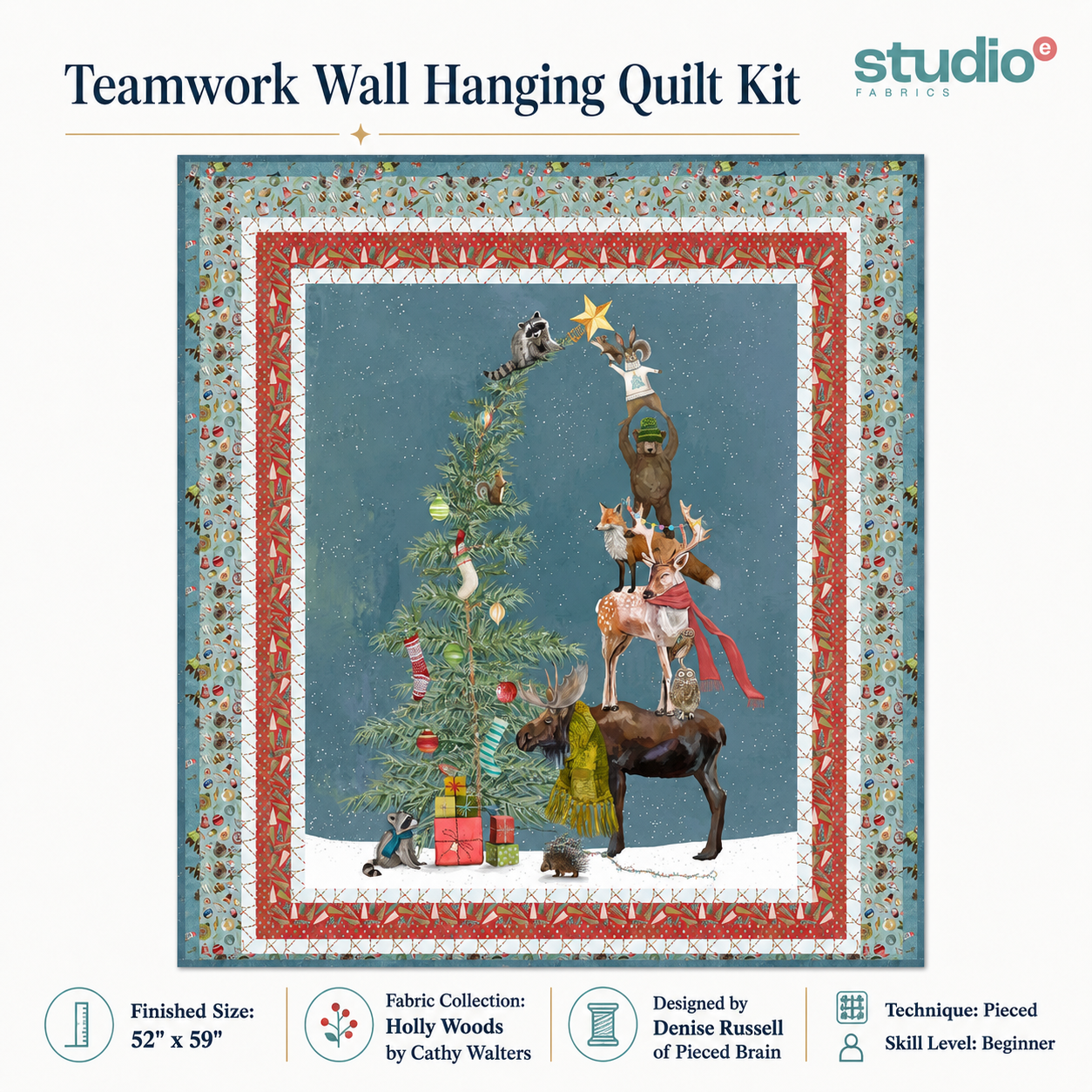 Teamwork Christmas Wall Hanging Quilt Kit – Holly Woods Fabric Collection