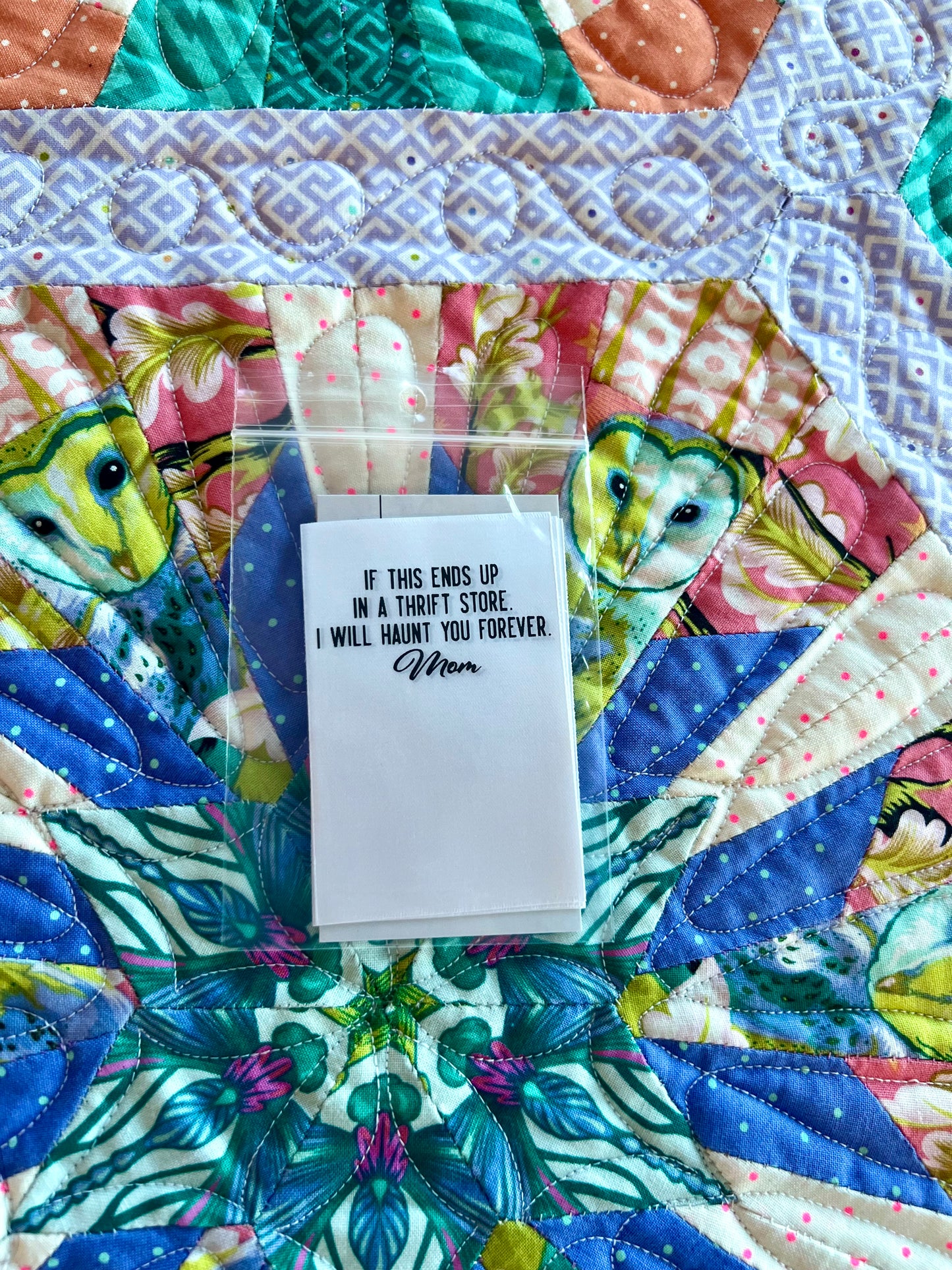 If This Ends up in a Thrift Store, I Will Haunt You FOREVER. Satin Quilt Labels