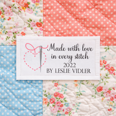 Made with love in every stitch. Custom quilt labels by Jammin' Threads