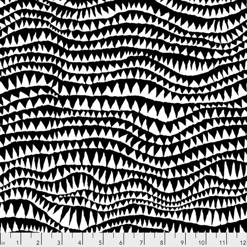 Brandon Mably Sharks Teeth Black quilting cotton fabric from the Kaffe Fassett Collective
