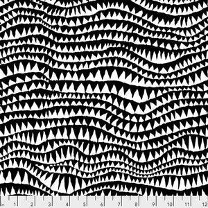 Brandon Mably Sharks Teeth Black quilting cotton fabric from the Kaffe Fassett Collective