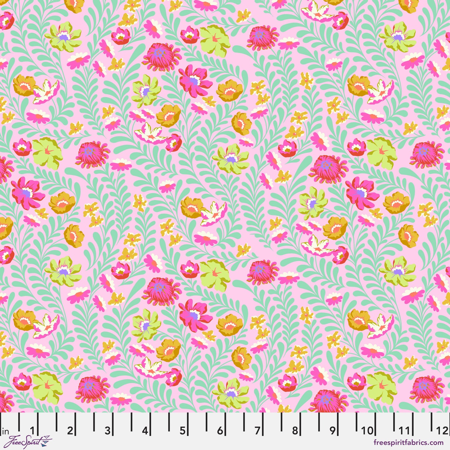 Untamed Quilt Fabric by Tula Pink -Flowerfield - Lunar. PWTP243.LUNAR