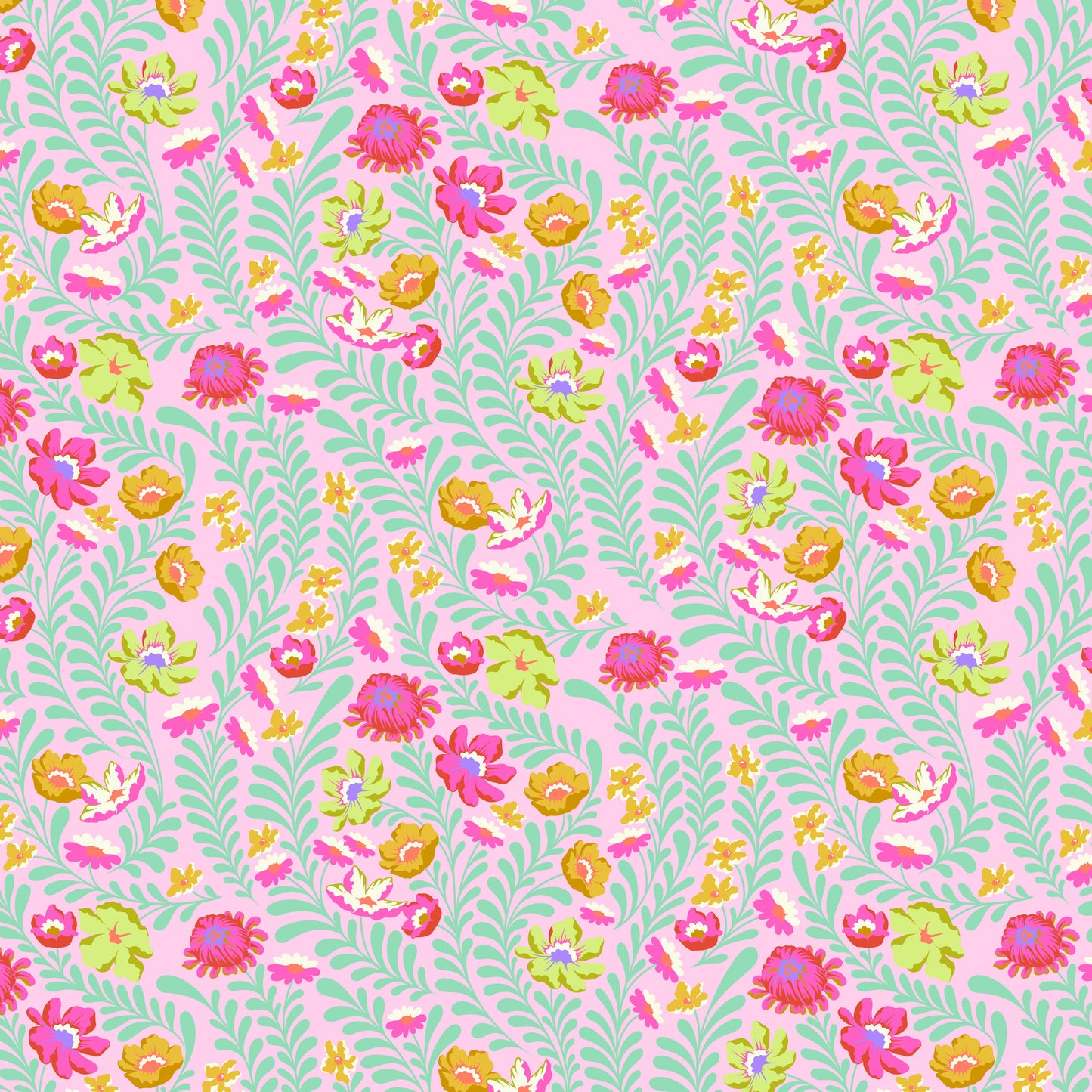 Untamed Quilt Fabric by Tula Pink -Flowerfield - Lunar. PWTP243.LUNAR