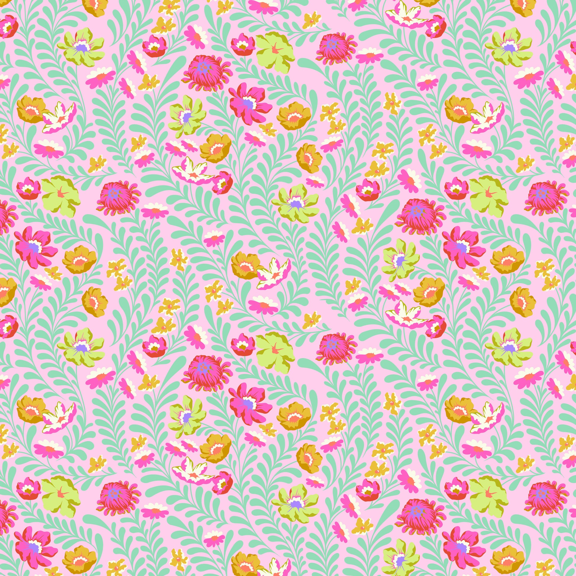 Untamed Quilt Fabric by Tula Pink -Flowerfield - Lunar. PWTP243.LUNAR