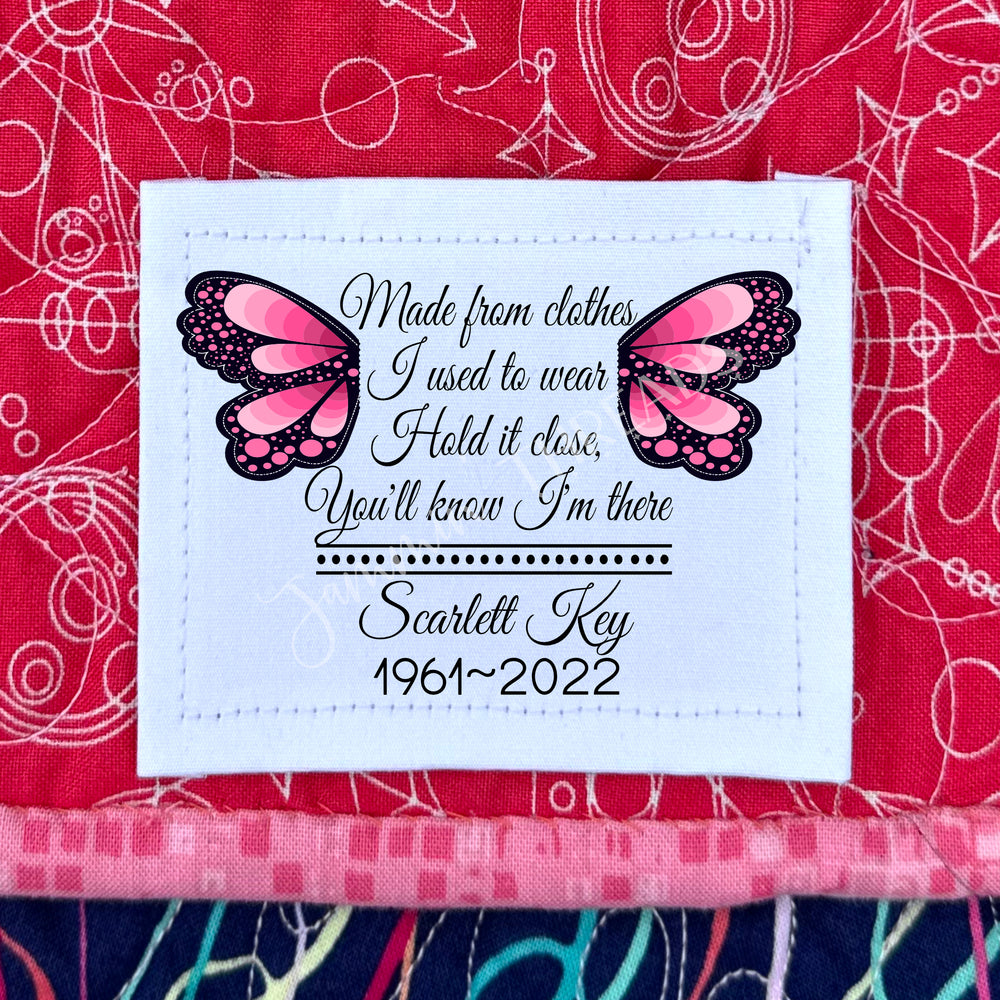 Personalized Memory Quilt Label | Made From Clothes I Used to Wear Custom Memorial Quilt Tag - Jammin Threads