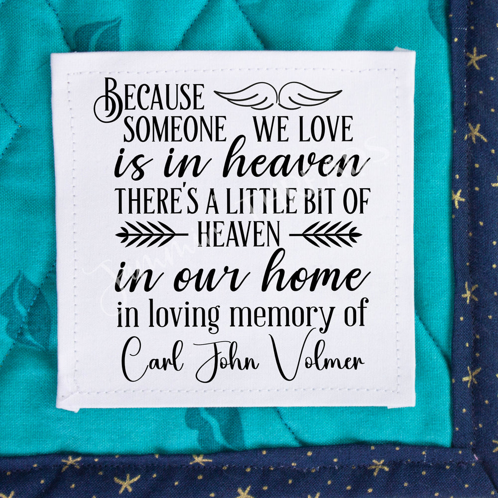 Memorial Quilt Label Personalized – In Loving Memory Quilt Tag – Custom Name Remembrance Label (Cotton or Polyester) - Jammin Threads