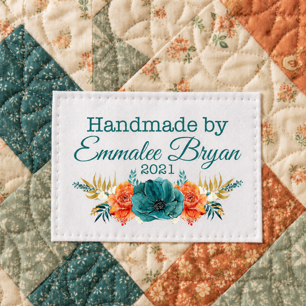 floral quilt label
