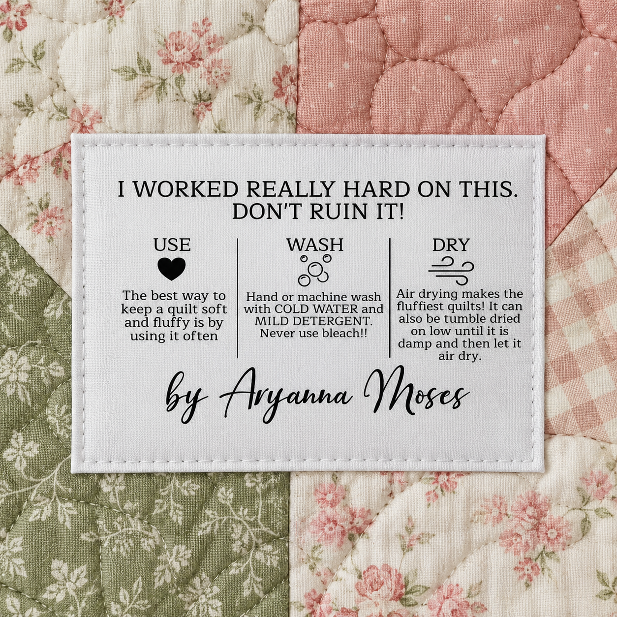 Quilt care instructions