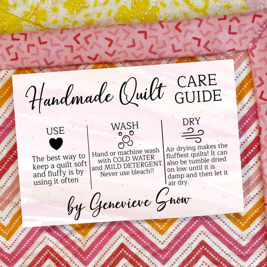 Quilt Care Quilt Labels. Personalized quilt care instruction labels
