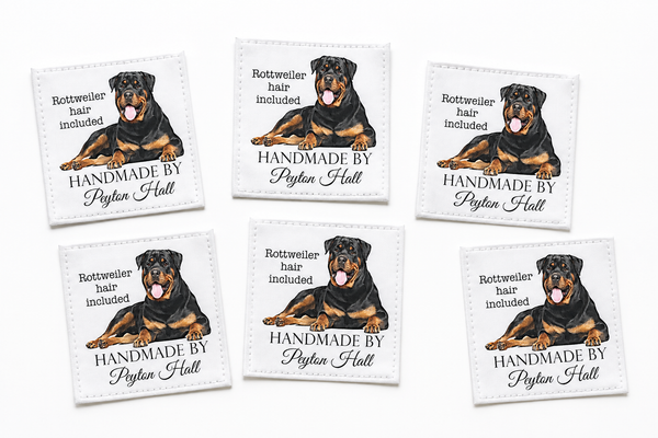 Funny Rottweiler Quilt Label – Personalized “Rottwiler Hair Included” Dog Quilt Label