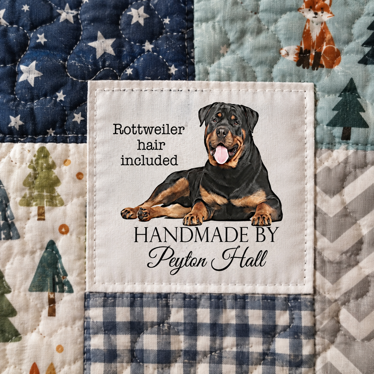 Funny dog quilt labels