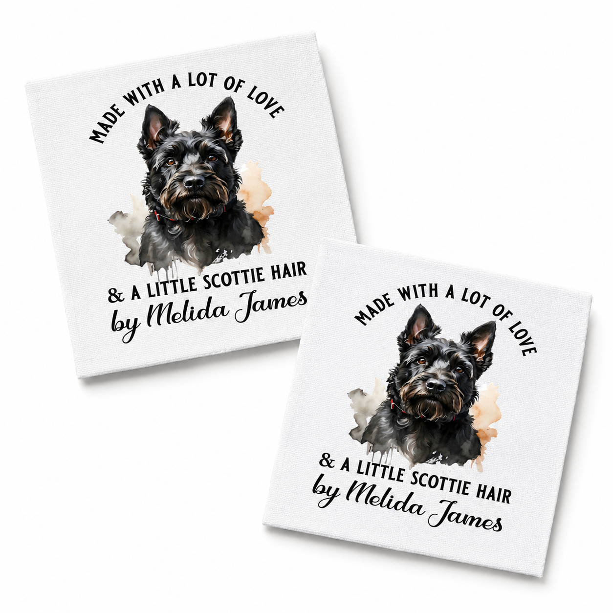 Personalized Scottie Dog Quilt Label – Made with Love and a Little Scottie Hair