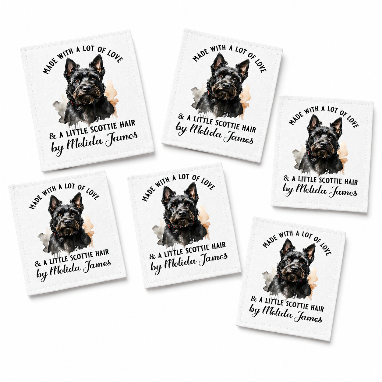 Personalized Scottie Dog Quilt Label – Made with Love and a Little Scottie Hair