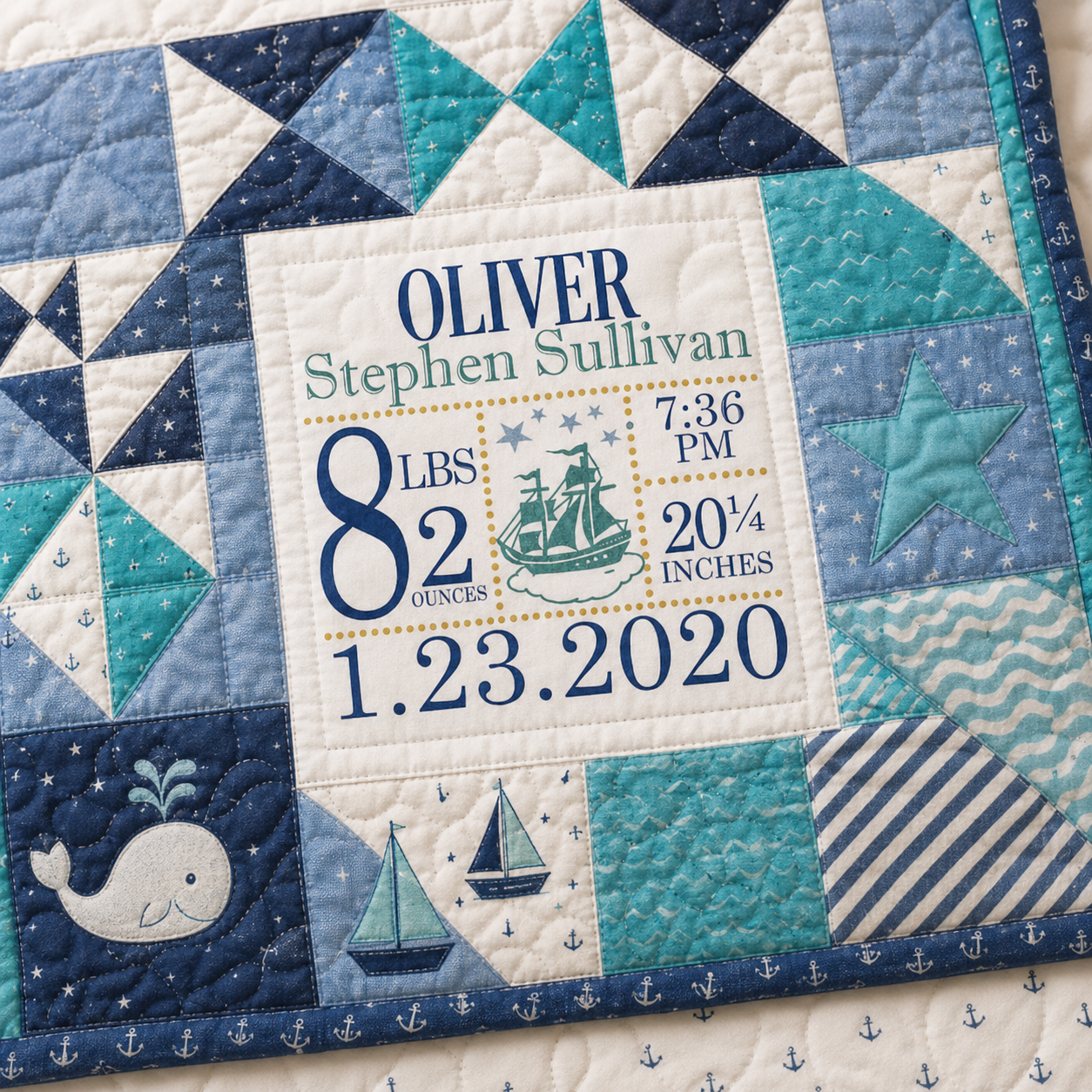 custom baby quilt block