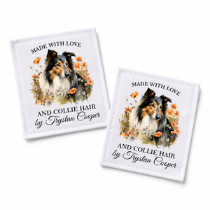 Personalized Collie Quilt Label – Handmade with Love & Collie Hair