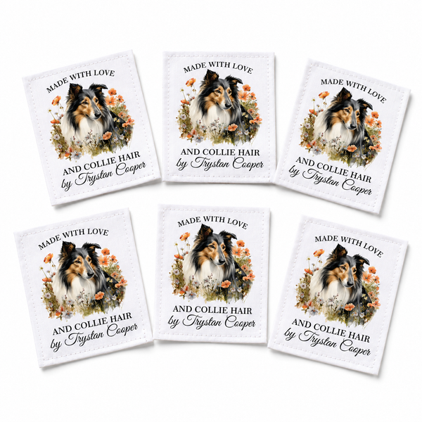 Personalized Collie Quilt Label – Handmade with Love & Collie Hair