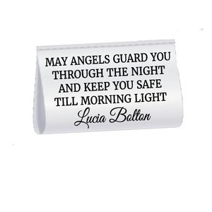 Personalized Angel Satin Quilt Tag – “Angels Gather at Night” Maker Label