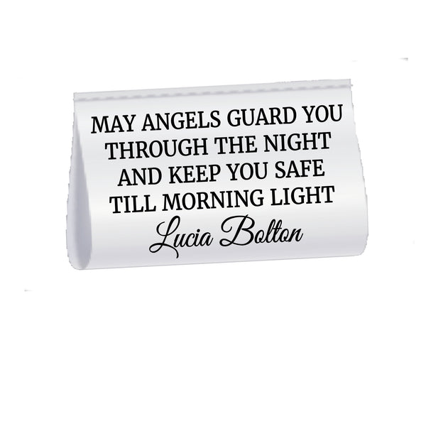 Personalized Angel Satin Quilt Tag – “Angels Gather at Night” Maker Label