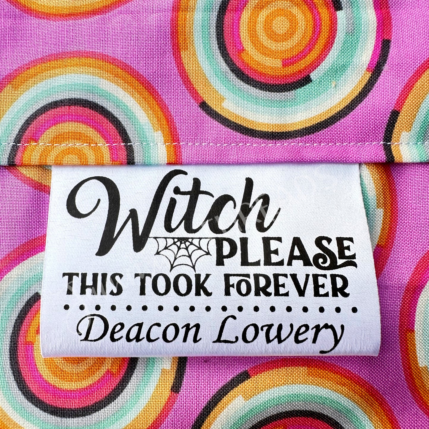 Sarcastic Halloween Satin Labels. Funny, personalized satin quilt labels and tags