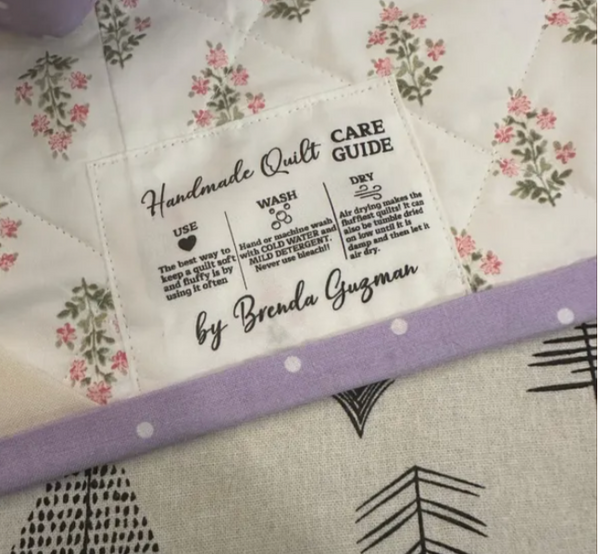 Personalized Quilt Care Guide Labels – Handmade Quilt Care Instructions Tag – Quilt Washing Instructions  – Set of 6
