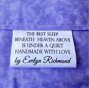 A Quilt Handmade with Love. Sweet Satin Quilt Tags. - Jammin Threads