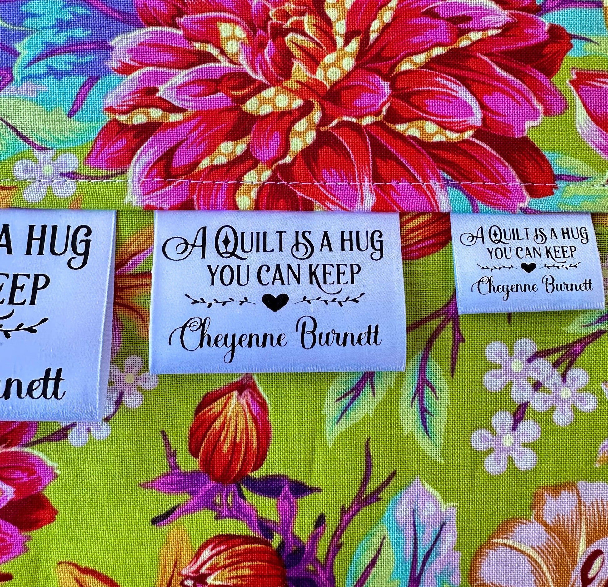 A Quilt is A Hug you Can Keep. Satin labels and tags - Jammin Threads