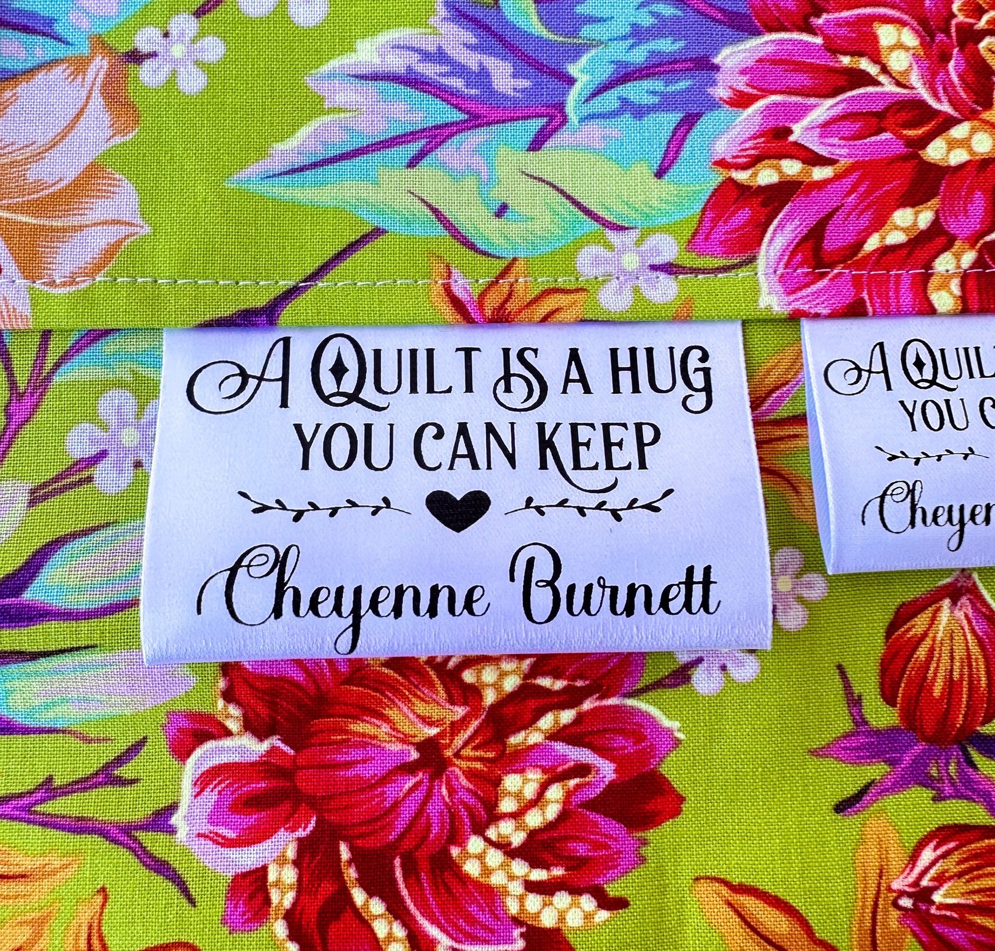 A Quilt is A Hug you Can Keep. Satin labels and tags - Jammin Threads