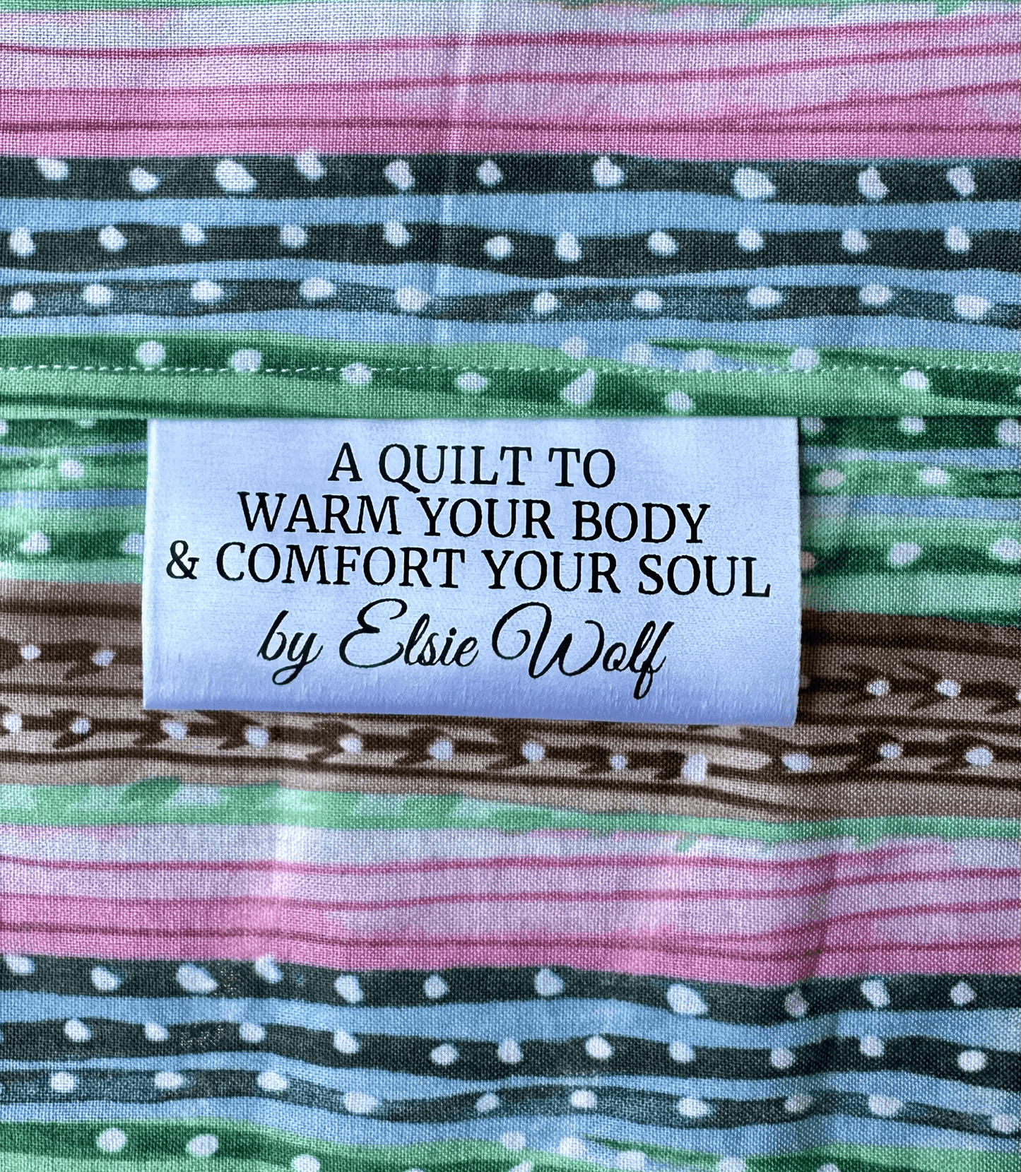 A Quilt to Warm Your Body and Comfort Your Soul. Quality Satin Quilt Labels - Jammin Threads