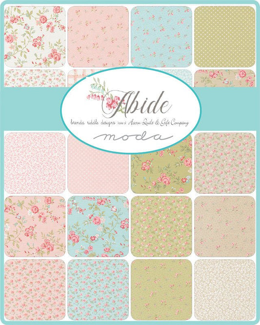 Abide Quilt Fabric by Brenda Riddle Designs Linen White Light Blue 18795 24 for Moda Fabrics - Jammin Threads