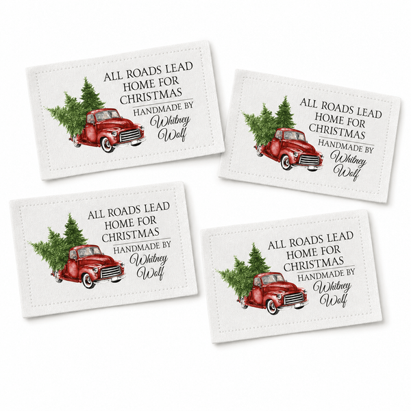 All Roads Lead Home for Christmas Personalized Quilt Label - Jammin Threads