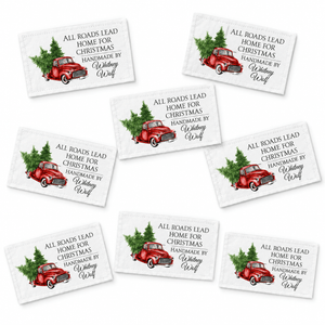 All Roads Lead Home for Christmas Personalized Quilt Label - Jammin Threads