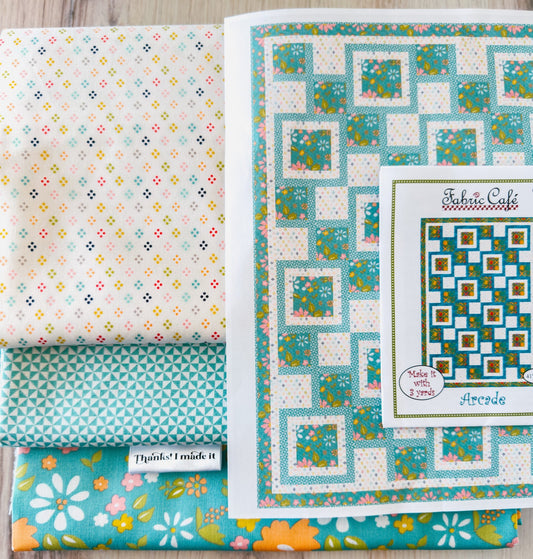 Arcade Quilt Kit – 3 Yard Quilt Pattern by Fabric Café | Delightfully Yours by Sherri & Chelsi for Moda Fabrics | Includes Personalized Satin Tag - Jammin Threads