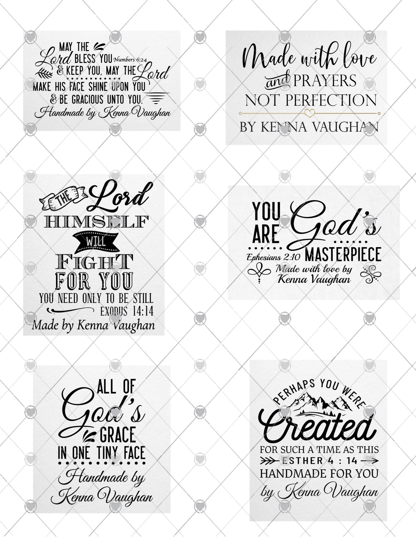 Assorted Inspirational Quilt Labels – Set of 6 • Bible Verses & Encouraging Sayings • Personalized with Maker’s Name • Cotton or Polyester - Jammin Threads