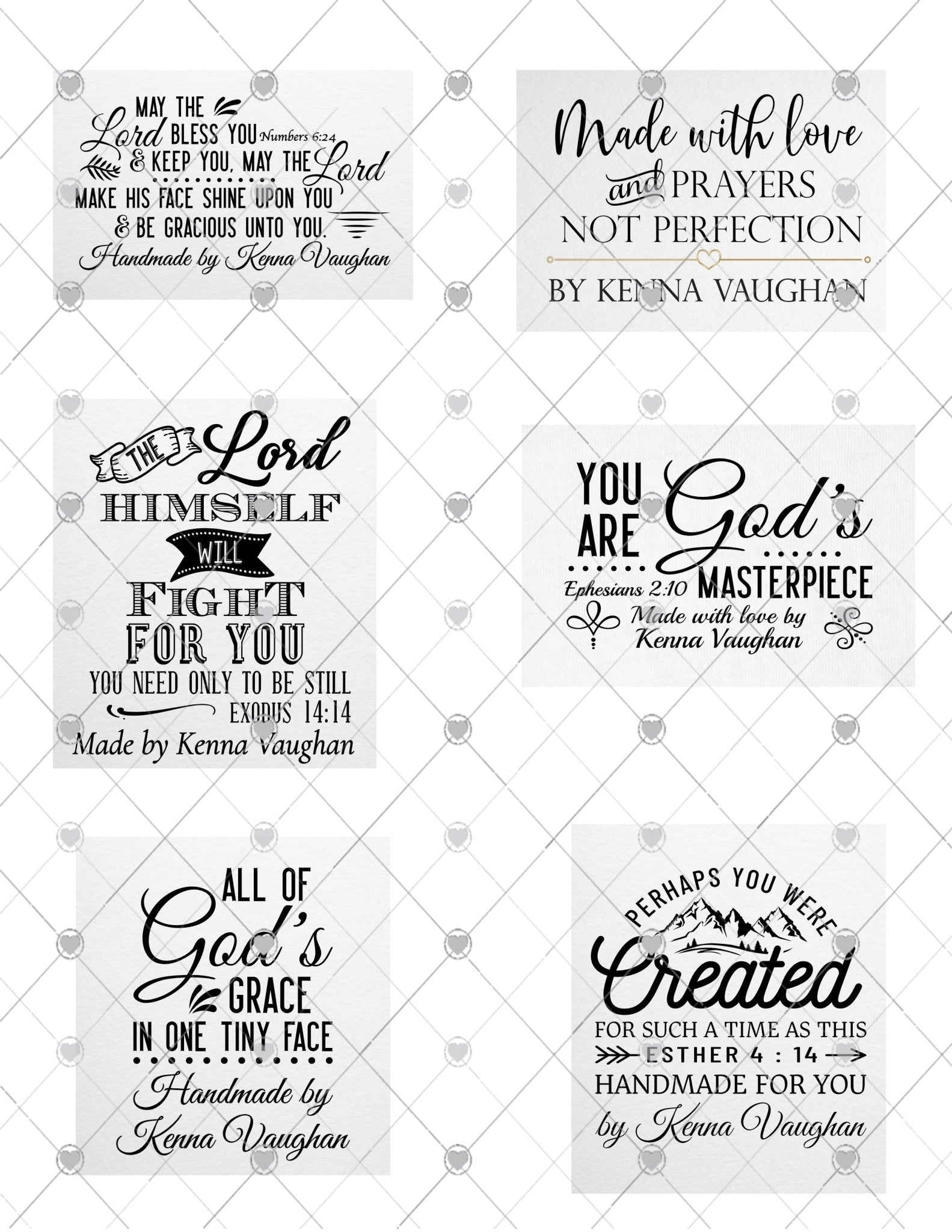 Assorted Inspirational Quilt Labels – Set of 6 • Bible Verses & Encouraging Sayings • Personalized with Maker’s Name • Cotton or Polyester - Jammin Threads