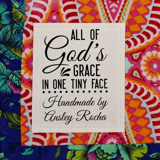 Baby Quilt Label – All God’s Grace in One Tiny Face - Jammin Threads