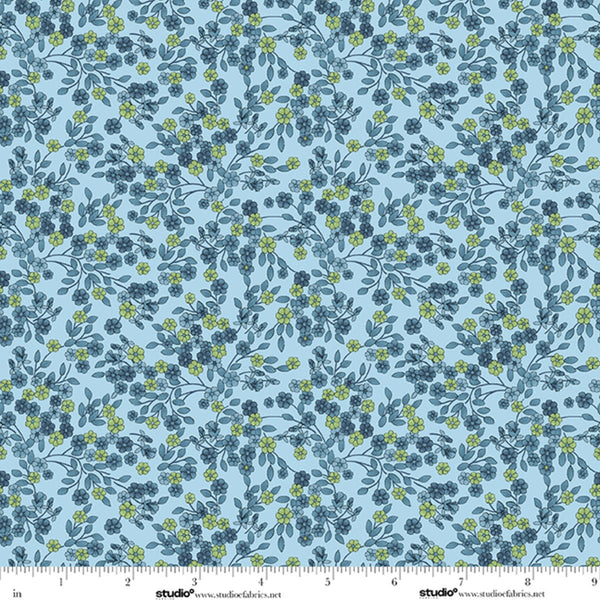 Bar Harbor Quilt Fabric by Chelsie Design Works | Ditsy Floral Vine Chambray - Jammin Threads