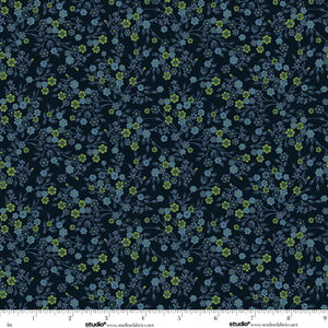 Bar Harbor Quilt Fabric by Chelsie Design Works | Ditsy Floral Vine Indigo - Jammin Threads