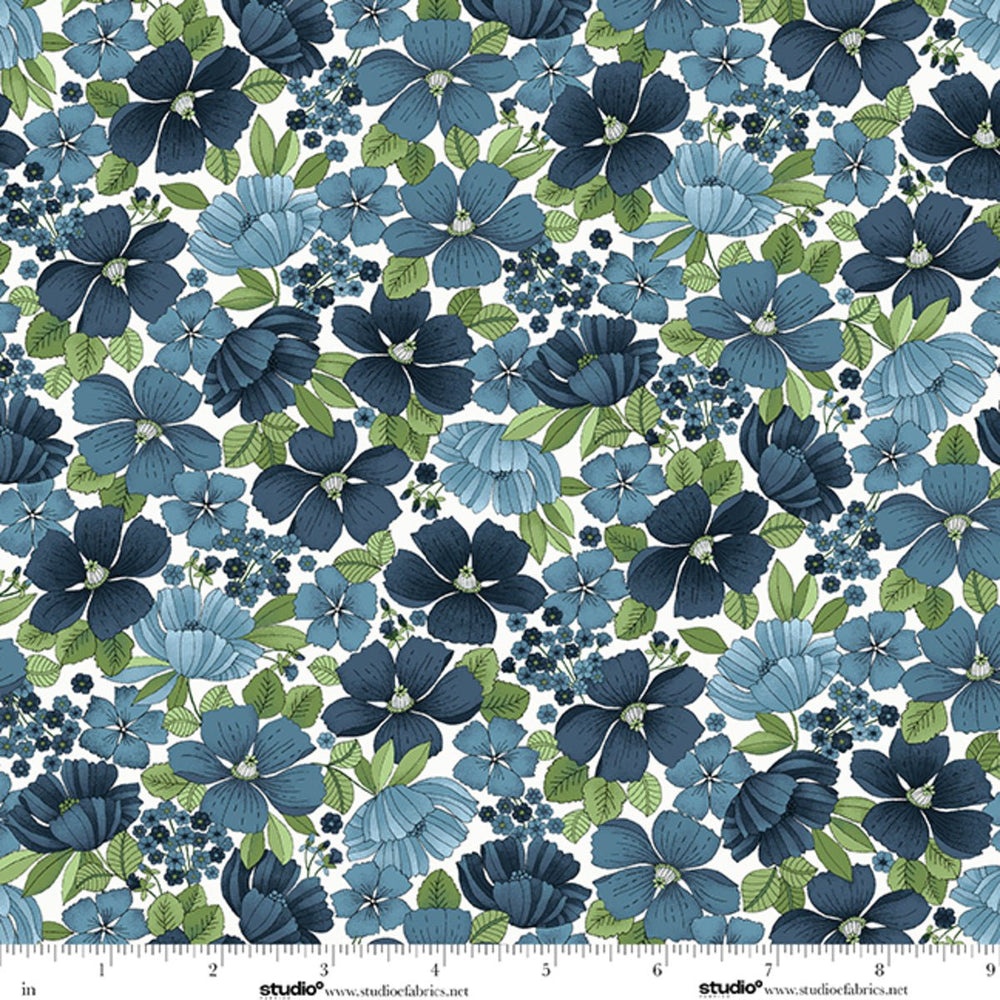 Bar Harbor Quilt Fabric by Chelsie Design Works | Floral All-over Sea Salt - Jammin Threads