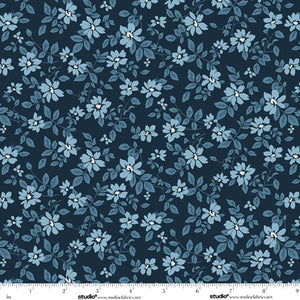 Bar Harbor Quilt Fabric by Chelsie Design Works | Small Floral Toss Twilight Blue - Jammin Threads