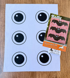 Batty Quilt Accessory Kit – Pattern, Pre - Printed Bat Eyes, and Personalized Quilt Label. Quilt Fabric NOT included - Jammin Threads