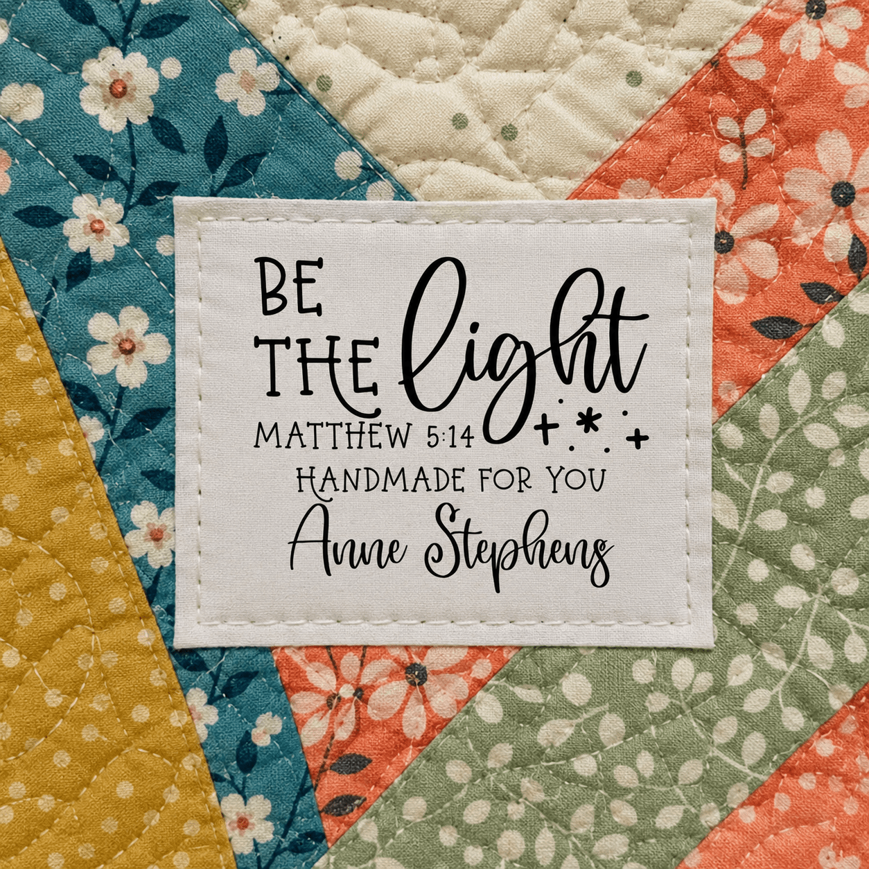 Be the Light Quilt Label – Matthew 5:14 Personalized Quilt Label - Jammin Threads