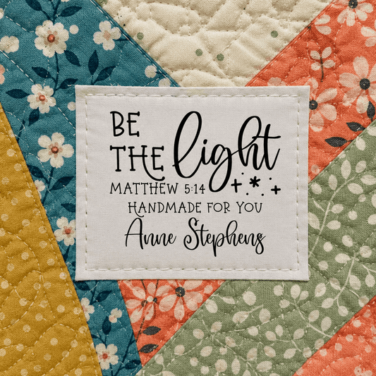 Be the Light Quilt Label – Matthew 5:14 Personalized Quilt Label - Jammin Threads