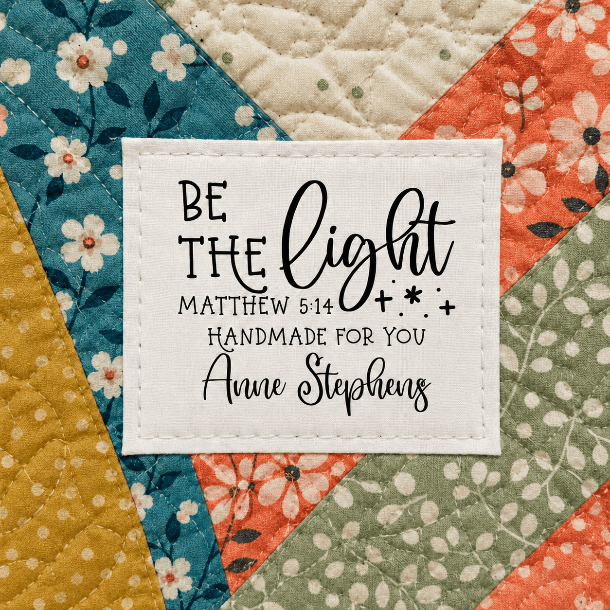 Be the Light Quilt Label – Matthew 5:14 Personalized Quilt Label - Jammin Threads
