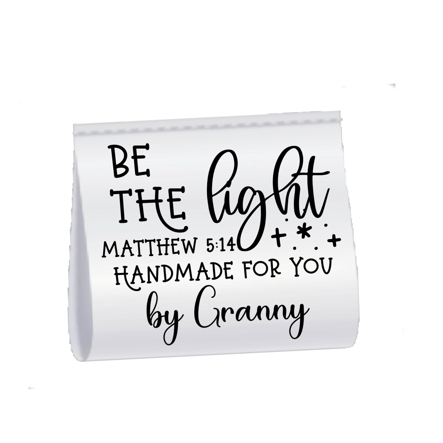 Be the Light Satin Quilt Label Tag – Matthew 5:14 Personalized Sewing Tag – Handmade Quilt Label – Fold - Over Tag (Set of 25) - Jammin Threads