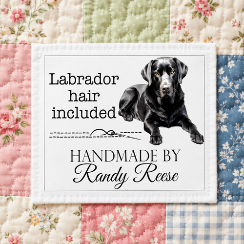 Black Labrador “Lab Hair Included” Personalized Quilt Label - Jammin Threads