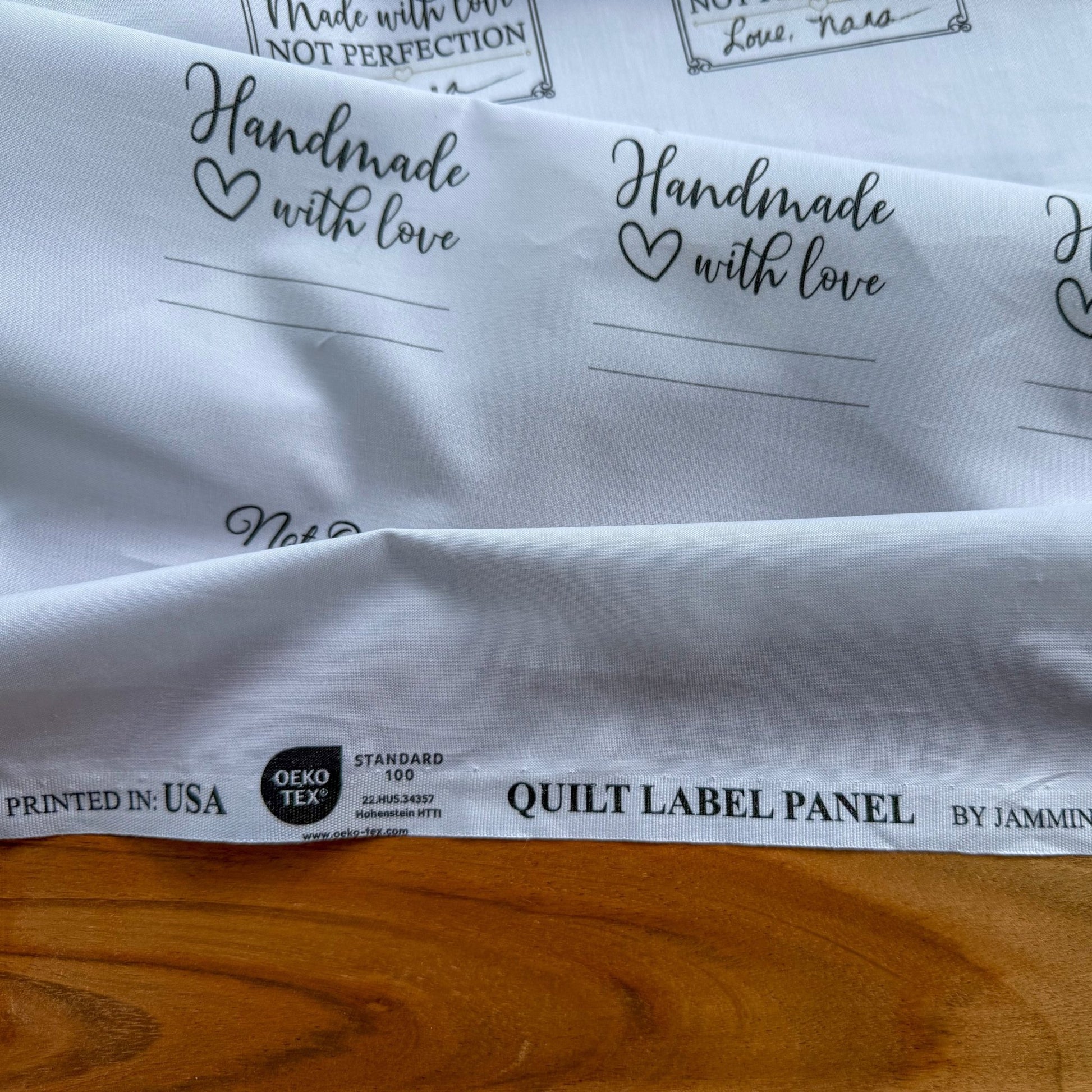 Blank Quilt Label Fabric Panel, 37 Best Seller Cotton Quilt Labels, Write-In Handmade Quilt Labels, 18 x 44 Inch Panel - Jammin Threads