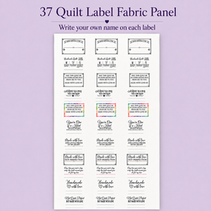 Blank Quilt Label Fabric Panel, 37 Best Seller Cotton Quilt Labels, Write-In Handmade Quilt Labels, 18 x 44 Inch Panel - Jammin Threads