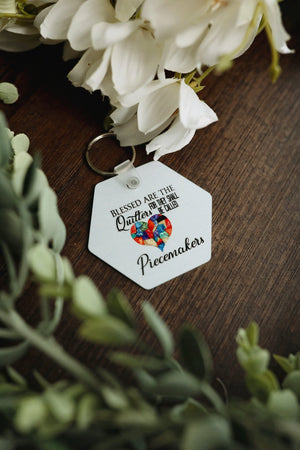 Blessed are the Quilters for they shall be called Piecekeepers. Quilter's key chain - Jammin Threads