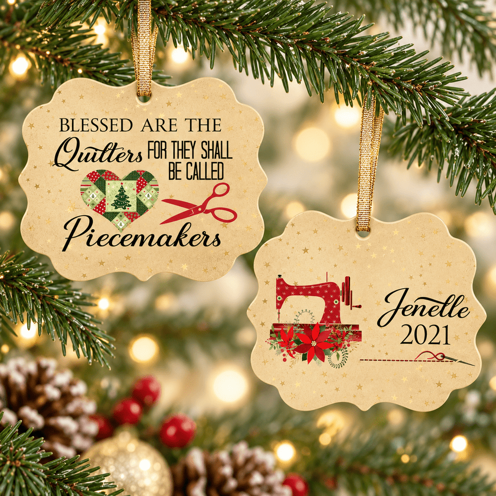 Blessed Are the Quilters Personalized Christmas Ornament – Piecemakers Quilter Gift - Jammin Threads
