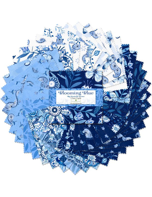 Blooming Blue 5 Karat Gems by Wilmington Prints. 5 x 5" Charm packs - Jammin Threads